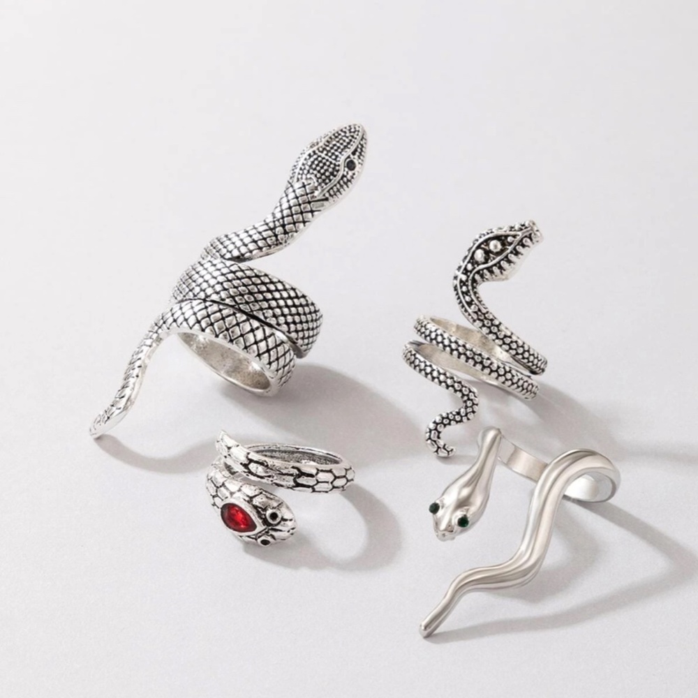 4pc Snake Design Rings - Picture 2 of 4